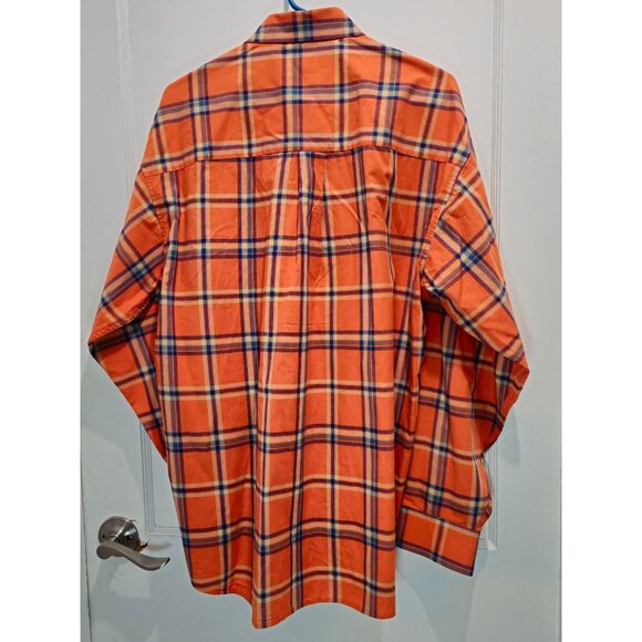 Haggar Forever New Mens L/G Orange Plaid Button-Up Shirt  Fade-Resistant Wrinkle - Picture 11 of 13